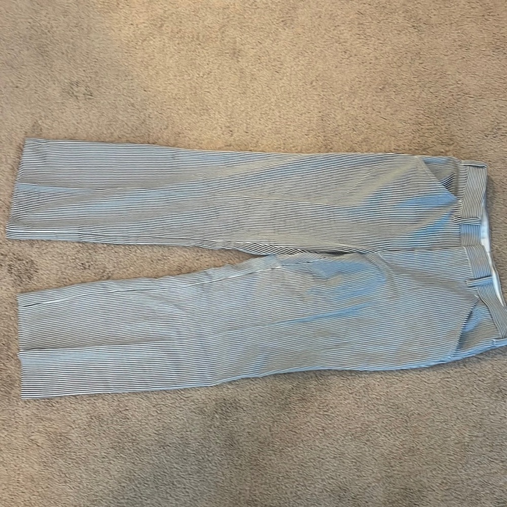 Blue and white striped pants